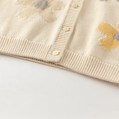 Dave&Bella Kids Girls Autumn Apricot Floral Sweater Cardigans Coats