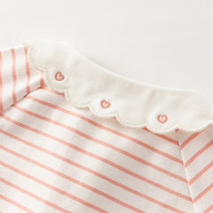 Dave&Bella Toddler Girls Autumn Sweet Pink White Striped Polo T-Shirts Tops