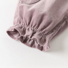Dave&Bella Toddler Girls Autumn Grey Purple Cotton Outdoor Drawstring Pants