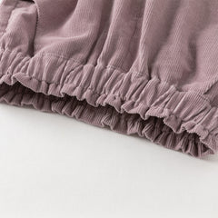 Dave&Bella Toddler Girls Autumn Grey Purple Cotton Outdoor Drawstring Pants