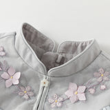 Dave&Bella Toddler Girls Blue Classic Flower Embroidery Soft Mesh Chinese-style Dress