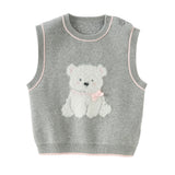 Dave&Bella Kids Girls Cute Grey Sleeveless Bear Print Vest Tank Tops