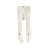 Dave&Bella Kids Girls Beige/Grey Cherry Print Footed Tights Leggings