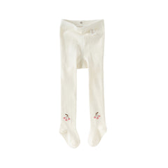 Dave&Bella Girls Autumn Beige/Grey Cherry Print Footed Tights Leggings