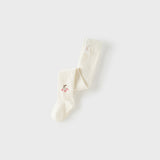 Dave&Bella Kids Girls Beige/Grey Cherry Print Footed Tights Leggings