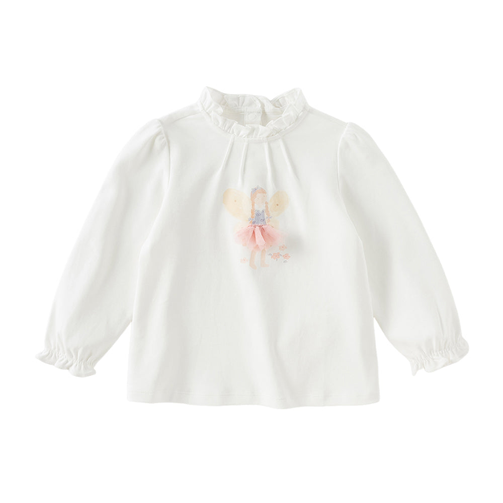 Dave&Bella Girls Autumn Sweet Cotton Light Blue/White Lace Collar T-shirt Tops