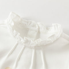 Dave&Bella Girls Autumn Sweet Cotton Light Blue/White Lace Collar T-shirt Tops