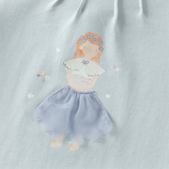 Dave&Bella Girls Autumn Sweet Cotton Light Blue/White Lace Collar T-shirt Tops