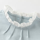 Dave&Bella Toddler Girls Sweet Cotton Light Blue/White Lace Collar T-shirt Tops