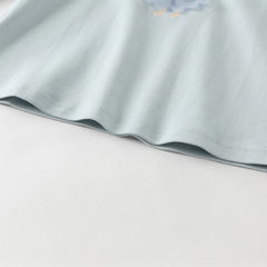Dave&Bella Girls Autumn Sweet Cotton Light Blue/White Lace Collar T-shirt Tops