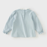 Dave&Bella Toddler Girls Sweet Cotton Light Blue/White Lace Collar T-shirt Tops