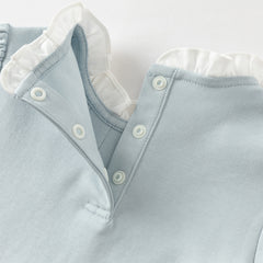 Dave&Bella Girls Autumn Sweet Cotton Light Blue/White Lace Collar T-shirt Tops