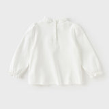 Dave&Bella Toddler Girls Sweet Cotton Light Blue/White Lace Collar T-shirt Tops