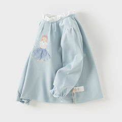 Dave&Bella Girls Autumn Sweet Cotton Light Blue/White Lace Collar T-shirt Tops