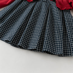 Dave&Bella Toddler Girls Autumn Red Versatile  A-line Princess Dress