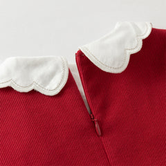 Dave&Bella Toddler Girls Autumn Red Versatile  A-line Princess Dress
