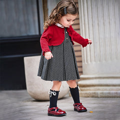 Dave&Bella Toddler Girls Autumn Red Versatile  A-line Princess Dress
