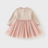 Dave&Bella Toddler Girls Sweet Pink Classic Plaid Mesh Princess Dress