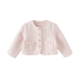 Dave&Bella Kids Girls Elegant Pink Cardigan Pinafore Mesh Dress Two Pieces Set