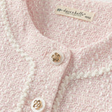Dave&Bella Kids Girls Elegant Pink Cardigan Pinafore Mesh Dress Two Pieces Set