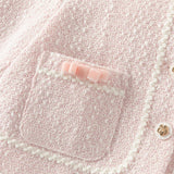 Dave&Bella Kids Girls Elegant Pink Cardigan Pinafore Mesh Dress Two Pieces Set