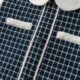 Dave&Bella Toddler Girls Navy Blue Plaid Sweet Fake Two-Piece Dress