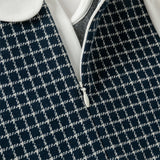 Dave&Bella Toddler Girls Navy Blue Plaid Sweet Fake Two-Piece Dress