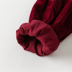 Dave&Bella Toddler Girls Winter Noble Wine Red Luxury Velveteen Holiday Princess Dress