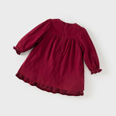 Dave&Bella Toddler Girls Winter Noble Wine Red Luxury Velveteen Holiday Princess Dress