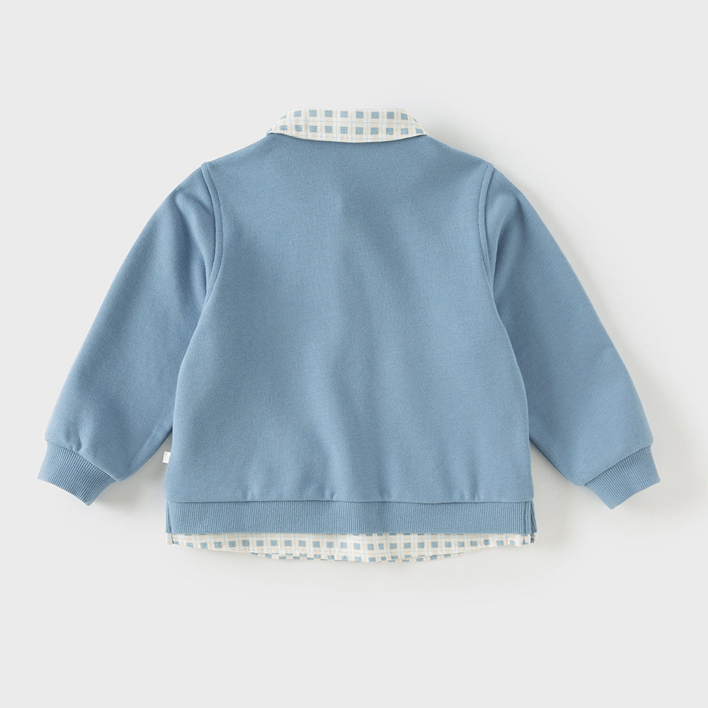 Dave&Bella Toddler Boys Cool Blue Polo Collar Casual Sweatshirts