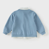 Dave&Bella Toddler Boys Cool Blue Polo Collar Casual Sweatshirts
