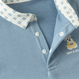 Dave&Bella Toddler Boys Cool Blue Polo Collar Casual Sweatshirts