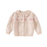 Dave&Bella Toddler Girls Cotton Sweet Pink Floral Print Sweater Cardigans