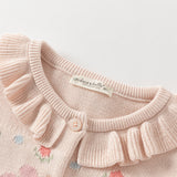 Dave&Bella Toddler Girls Cotton Sweet Pink Floral Print Sweater Cardigans