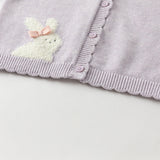 Dave&Bella Toddler Girls Purple Sweet Rabbit Print Hooded Knit Coats
