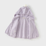 Dave&Bella Toddler Girls Purple Sweet Rabbit Print Hooded Knit Coats