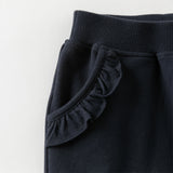 Dave&Bella Toddler Girls Navy Blue Cotton Drawstring Sports Loose Sweatpants
