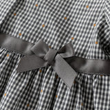 Dave&Bella Toddler Girls Cotton Sweet Grey Plaid A-line Princess Dress(wallet bag)