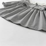 Dave&Bella Toddler Girls Cotton Sweet Grey Plaid A-line Princess Dress(wallet bag)