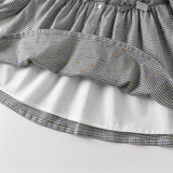 Dave&Bella Toddler Girls Cotton Sweet Grey Plaid A-line Princess Dress(wallet bag)