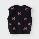 Dave&Bella Toddler Girls Navy Blue Cotton Sleeveless Elaborate Tank Tops