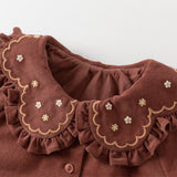 Dave&Bella Toddler Girls Brown Red Cotton Shirts Tops