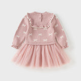 Dave&Bella Toddler Girls Noble Pink Mesh Sweater A-line Princess Dress