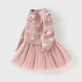 Dave&Bella Toddler Girls Noble Pink Mesh Sweater A-line Princess Dress