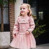 Dave&Bella Toddler Girls Noble Pink Mesh Sweater A-line Princess Dress