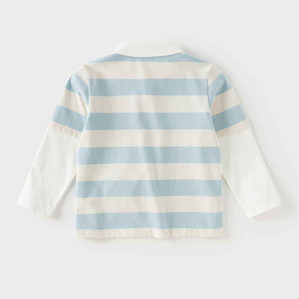 Dave&Bella Toddler Boys Cotton Blue Striped Gentle Polos