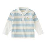 Dave&Bella Toddler Boys Cotton Blue Striped Gentle Polos