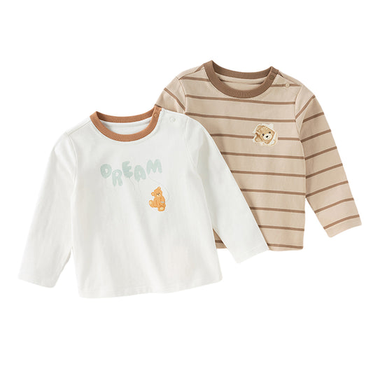 Dave&Bella Boys Autumn Long-Sleeve Cotton Casual Striped T-shirt Top