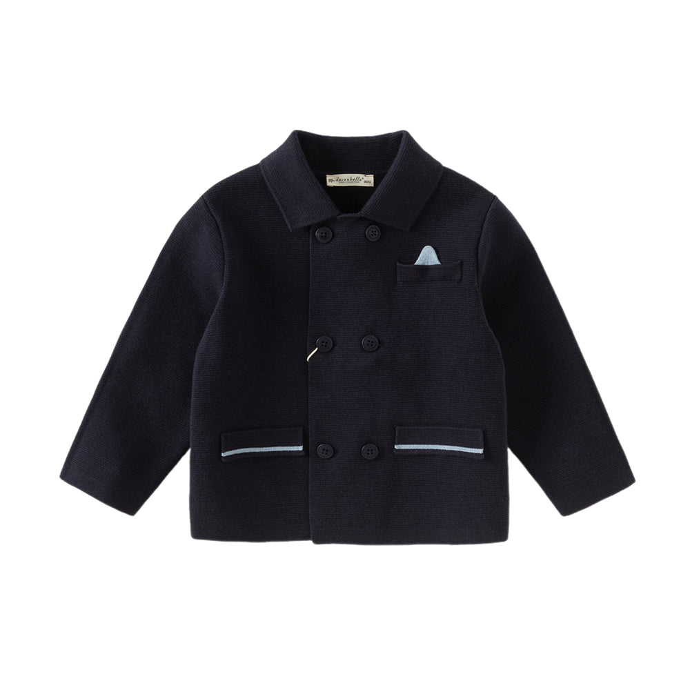 Dave&Bella Toddler Boys Winter Cool Navy Blue Cotton Outwear Versatile Sweater Coats