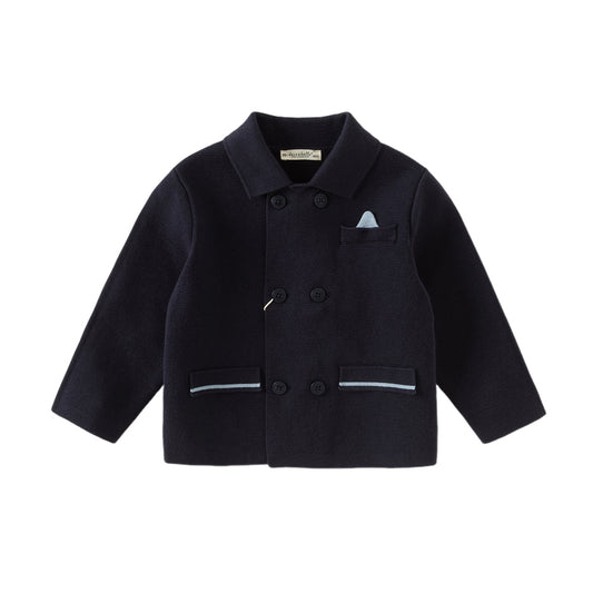 Dave&Bella Toddler Boys Winter Cool Navy Blue Cotton Outwear Versatile Sweater Coats